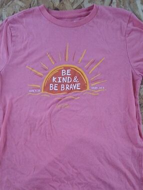 Kids 'Be Kind & Be Brave' Pink Graphic Tee